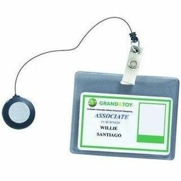 GBC Badgemates Badge Holder - Plastic, Metal, Vinyl, Nylon - Clear, Black, Blue, Gray - Retractable Cord, Durable, Pocket Clip, Secure - 5 / Pack 2 BLK 2 BLU AND 1 GREY 5/PK 