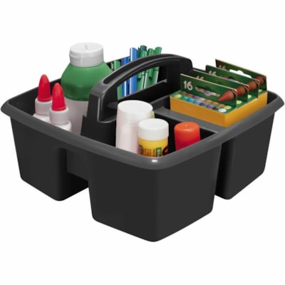 Storex Small Caddy, Black - 3 Compartment(s) - Handle, Washable, Dishwasher Safe - Black BLACK 