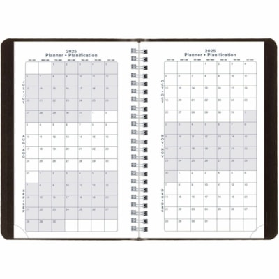 Blueline 2025-2026 13-Month Weekly/Monthly Academic Planner - July to July - 8" x 5" - Black - Bilingual - Academic - Weekly, Monthly - 13 Month - July 2025 to July 2026 - 1 Week Double Page Layout - 5" (127 mm) x 8" (203.20 mm) Sheet Size - Twin Wire - Black - Paper - Vicuana Cover - Holiday Listin  