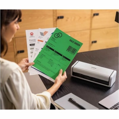 Brother ADS1350W Large Format Sheetfed Scanner - 600 x 600 dpi Optical - 30 ppm (Mono) - 30 ppm (Color) - Color, Monochrome Scan - Duplex Scanning - ID Card, Business Card, Plastic Card - Wireless LAN - Portable - USB  