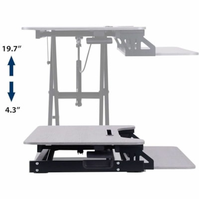 Élévateur de bureau multiusage Hauteur réglable Rocelco - 30 lb (13607,77 g) Capacité de charge - 31,50 po (800,10 mm) Largeur - Gris - Pour Moniteur, Ordinateur Portable - Adjustable, Plateau à clavier, Passe-fil ble Desk Riser/Standing Desk C onverter