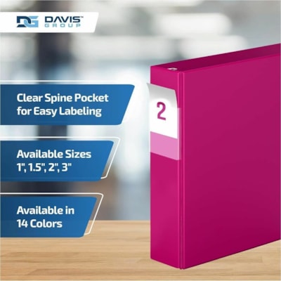 Davis Group Premium Economy, Angle D Ring, Binder, 6 Pack (Pink, 2") - Letter - 8 1/2" (215.90 mm) x 11" (279.40 mm) Sheet Size - 475 Sheet Capacity - 3 x 2" (50.80 mm) Ring(s) - Fastener(s): D-Ring - Pocket(s): 2, Internal - Polypropylene - Pink - 7.60 lb (3447.30 g) - Spine Label, PVC-free - 6 / P  