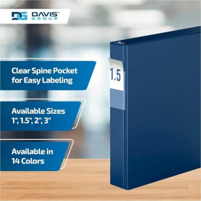 Davis Group Premium Economy, Angle D Ring, Binder, 6 Pack (Royal Blue, 1.5") - Letter - 8 1/2" (215.90 mm) x 11" (279.40 mm) Sheet Size - 350 Sheet Capacity - 3 x 1.50" (38.10 mm) Ring(s) - Fastener(s): D-Ring - Pocket(s): 2, Internal - Polypropylene - Royal Blue - 6.25 lb (2834.95 g) - Spine Label  lue 