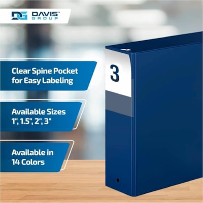 Davis Group Premium Economy, Round Ring, Binder, 6 Pack (Royal Blue, 3") - Letter - 8 1/2" (215.90 mm) x 11" (279.40 mm) Sheet Size - 600 Sheet Capacity - 3 x 3" (76.20 mm) Ring(s) - Fastener(s): Round Ring - Pocket(s): 2, Internal - Polypropylene - Royal Blue - 9.10 lb (4127.69 g) - Spine Label, PV e 