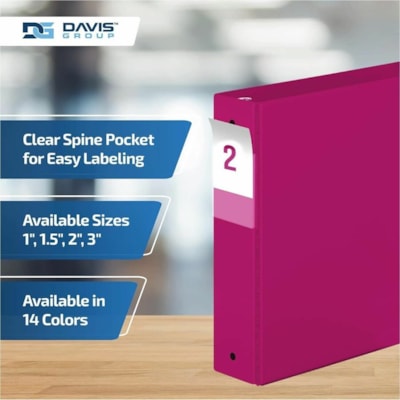 Davis Group Premium Economy, Round Ring, Binder, 6 Pack (Pink, 2") - Letter - 8 1/2" (215.90 mm) x 11" (279.40 mm) Sheet Size - 400 Sheet Capacity - 3 x 2" (50.80 mm) Ring(s) - Fastener(s): Round Ring - Pocket(s): 2, Internal - Polypropylene - Pink - 7.60 lb (3447.30 g) - Spine Label, PVC-free - 6 /  