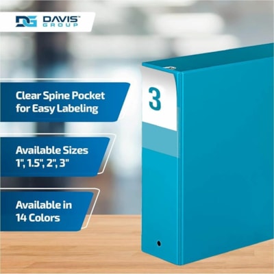 Davis Group Premium Economy, Round Ring, Binder, 6 Pack (Turquoisee Blue, 3") - Letter - 8 1/2" (215.90 mm) x 11" (279.40 mm) Sheet Size - 600 Sheet Capacity - 3 x 3" (76.20 mm) Ring(s) - Fastener(s): Round Ring - Pocket(s): 2, Internal - Polypropylene - Turquoise Blue - 9.10 lb (4127.69 g) - Spine  e 