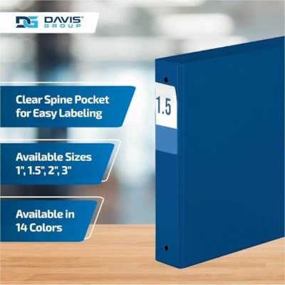 Davis Group Premium Economy, Round Ring, Binder, 6 Pack (Royal Blue, 1.5") - Letter - 8 1/2" (215.90 mm) x 11" (279.40 mm) Sheet Size - 275 Sheet Capacity - 3 x 1.50" (38.10 mm) Ring(s) - Fastener(s): Round Ring - Pocket(s): 2, Internal - Polypropylene - Royal Blue - 6.25 lb (2834.95 g) - Spine Labe lue 