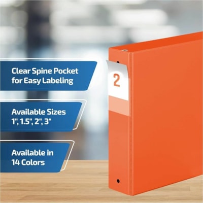 Davis Group - Reliure à anneaux 2313-19-06 - format lettre - format 8 1/2 po (215,90 mm) x 11 po (279,40 mm) - 400 Capacité en feuilles - 3 x 2 po (50,80 mm) Ring(s) - Fastener(s) : Anneau rond - Pocket(s) : 2, Interne - Polypropylène - Orange - 7,60 lb (3447,30 g) - Étiquette dos  