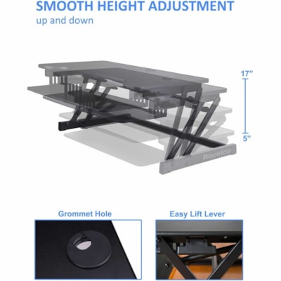 Rocelco - Noir table Desk Riser-Medium Anti F atigue Mat