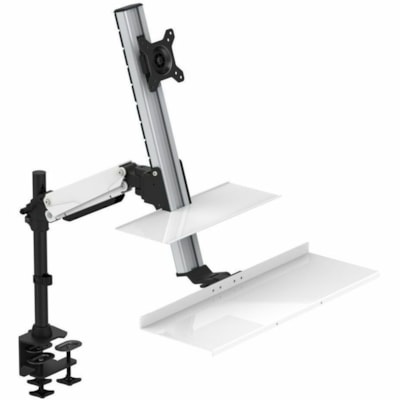 Rocelco - Montage de bureau Sit-Stand pour Moniteur, Poste de travail, Ordinateur, Clavier, Souris - Noir - Hauteur réglable - 27 po Support d'écran - 24 lb (10886,22 g) Capacité de charge - Acier, Aluminium - 1 Unité  Floating Desk ise à debout.
