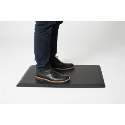 Rocelco 40"W-20"H Desk Riser-Mble stand-Dbl monitor-Anti fatigue mat - Black - 1 Unit ble stand-Dbl monitor-Anti fat igue mat
