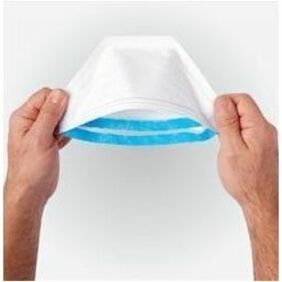 KIMTECH N95 Pouch Respirator - Small - Particulate Protection - Polypropylene - White - Comfortable, Breathable, Foldable, Adjustable Nose-piece, Soft, Stretchable, Latex-free, Head Strap, Lightweight - 50 / Pack  SMALL SIZE WHITE W/2 BLUE HEADBANDS