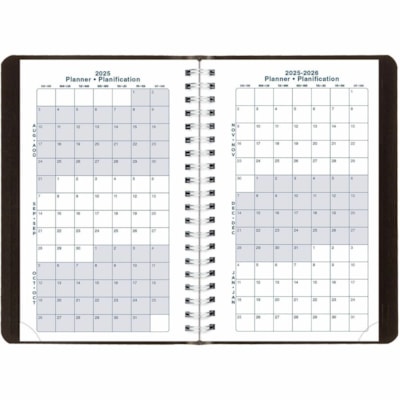 Blueline Daily/Monthly Academic Planner, Bilingual, Black (CA201B.BLK) - Academic - Daily, Monthly - 12 Month - August 2025 to July 2026 - 5" (127 mm) x 8" (203.20 mm) Sheet Size - Twin Wire - Black - Paper - Vicuana Cover - Task List, Goal Section, Schedule Section, Notes Section, Planning Space, P  