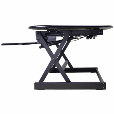 Rocelco 46" Sit-to-Stand Corner Desk and Dual Monitor Mount - Black - 1 Unit al Monitor Mount 