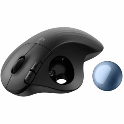 Logitech ERGO M575S Mouse - Optical - Wireless - 32.81 ft (10000 mm) - Bluetooth - 2.40 GHz - Black, Blue - 2000 dpi - Trackball, Scroll Wheel - 5 Button(s) - 1 x AA Battery Supported  