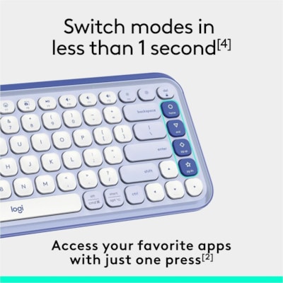 Logitech POP Icon Keys Keyboard - Wireless Connectivity - Bluetooth - 5.1 - 32.81 ft (10000 mm) - USB Interface - Easy-Switch, Power Switch Hot Key(s) - ChromeOS, Windows 10, Windows 11, Mac OS X 12.0 Monterey, Linux, Android 12, iOS 15, iPadOS 15 - PC, Mac - Recycled Plastic - AAA Battery Size Supp  WRLS 