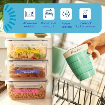 Brother P-touch BTAG-L33 Blue on Light Blue Label Tape - x 15/32" (12 mm) Width x 13 1/8 ft (4 m) Length - Light Blue - Water Resistant - Temperature Resistant, Fade Resistant, Dishwasher Safe, Freezer Safe, Microwave Safe, Easy Peel, Removable, Household Liquid Resistant - 1 Each 12 MM NON-LAMINATED TAPE 