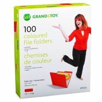 Grand & Toy 1/2 Onglet coupé format lettre Recyclé Chmise de rangement - 8 1/2 po (215,90 mm) x 11 po (279,40 mm) - Vert - 10% Recyclé - 100 / Unité DEMI ONGLETS RÉVERSIBLE RAINÉ POUR EXPANSION