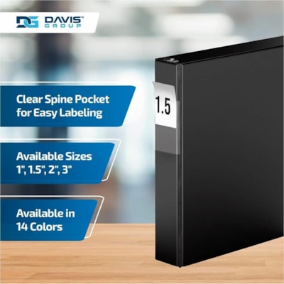 Davis Group Premium Economy, Angle D Ring, Binder, 6 Pack (Black, 1.5") - Letter - 8 1/2" (215.90 mm) x 11" (279.40 mm) Sheet Size - 350 Sheet Capacity - 3 x 1.50" (38.10 mm) Ring(s) - Fastener(s): D-Ring - Pocket(s): 2, Inside Front & Back - Polypropylene - Black - 6.25 lb (2834.95 g) - Recycled -   