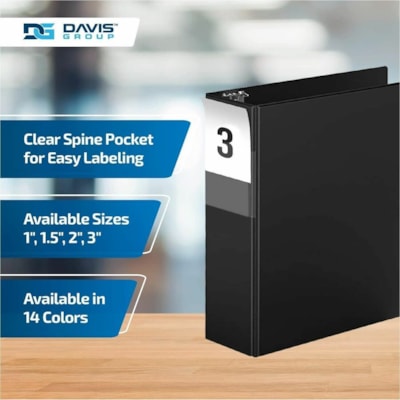 Davis Group Premium Economy, Angle D Ring, Binder, 6 Pack (Black, 3") - Letter - 8 1/2" (215.90 mm) x 11" (279.40 mm) Sheet Size - 625 Sheet Capacity - 3 x 3" (76.20 mm) Ring(s) - Fastener(s): D-Ring - Pocket(s): 2, Inside Front & Back - Polypropylene - Black - 9.10 lb (4127.69 g) - Recycled - Label  