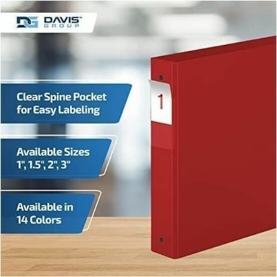 Davis Group Premium Economy, Round Ring, Binder, 6 Pack (Red, 1.5") - Letter - 8 1/2" (215.90 mm) x 11" (279.40 mm) Sheet Size - 275 Sheet Capacity - 3 x 1.50" (38.10 mm) Ring(s) - Fastener(s): Round Ring - Pocket(s): 2, Inside Front & Back - Polypropylene - Red - 6.25 lb (2834.95 g) - Recycled - La  