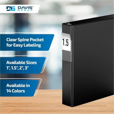 Davis Group Premium Economy, Round Ring, Binder, 6 Pack (Black, 1.5") - Letter - 8 1/2" (215.90 mm) x 11" (279.40 mm) Sheet Size - 275 Sheet Capacity - 3 x 1.50" (38.10 mm) Ring(s) - Fastener(s): Round Ring - Pocket(s): 2, Inside Front & Back - Polypropylene - Black - 6.25 lb (2834.95 g) - Recycled   