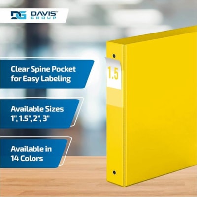 Davis Group Premium Economy, Round Ring, Binder, 6 Pack (Yellow, 1.5") - Letter - 8 1/2" (215.90 mm) x 11" (279.40 mm) Sheet Size - 275 Sheet Capacity - 3 x 1.50" (38.10 mm) Ring(s) - Fastener(s): Round Ring - Pocket(s): 2, Inside Front & Back - Polypropylene - Yellow - 6.25 lb (2834.95 g) - Recycle  