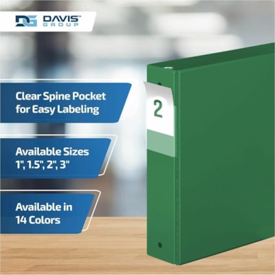 Davis Premium Economy, Round Ring, Binder, 6 Pack (Green, 2") - Letter - 8 1/2" (215.90 mm) x 11" (279.40 mm) Sheet Size - 400 Sheet Capacity - 3 x 2" (50.80 mm) Ring(s) - Fastener(s): Round Ring - Pocket(s): 2, Inside Front & Back - Polypropylene - Green - 7.60 lb (3447.30 g) - Recycled - Spine Lab  