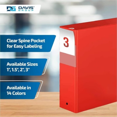 Davis Group Premium Economy, Round Ring, Binder, 6 Pack (Red, 3") - Letter - 8 1/2" (215.90 mm) x 11" (279.40 mm) Sheet Size - 600 Sheet Capacity - 3 x 3" (76.20 mm) Ring(s) - Fastener(s): Round Ring - Pocket(s): 2, Inside Front & Back - Polypropylene - Red - 9.10 lb (4127.69 g) - Recycled - Spine L  
