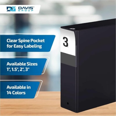 Davis Group Premium Economy, Round Ring, Binder, 6 Pack (Black, 3") - Letter - 8 1/2" (215.90 mm) x 11" (279.40 mm) Sheet Size - 600 Sheet Capacity - 3 x 3" (76.20 mm) Ring(s) - Fastener(s): Round Ring - Pocket(s): 2, Inside Front & Back - Polypropylene - Black - 9.10 lb (4127.69 g) - Recycled - Spi  