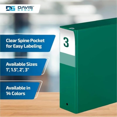 Davis Group Premium Economy, Round Ring, Binder, 6 Pack (Green, 3") - Letter - 8 1/2" (215.90 mm) x 11" (279.40 mm) Sheet Size - 600 Sheet Capacity - 3 x 3" (76.20 mm) Ring(s) - Fastener(s): Round Ring - Pocket(s): 2, Inside Front & Back - Polypropylene - Green - 9.10 lb (4127.69 g) - Recycled - Spi  