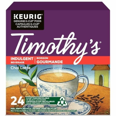Timothy's Chai Latte K-Cup Pods - Box of 24 - Compatible with K-Cup Brewer, Keurig 2 BrewerPer Box - 24 Packet  