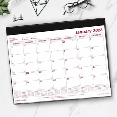 Brownline Monthly Desk/Wall Calendar 24-1/4" x 19-1/8" English - Monthly - 12 Month - January 2025 to December 2025 - 1 Month Single Page Layout - 23 1/2" (596.90 mm) x 18 1/4" (463.55 mm) Sheet Size - Desk Pad - Wall Mount - White - Vinyl - Perforated, Holder, Reference Calendar, Eyelet - 1 Each  