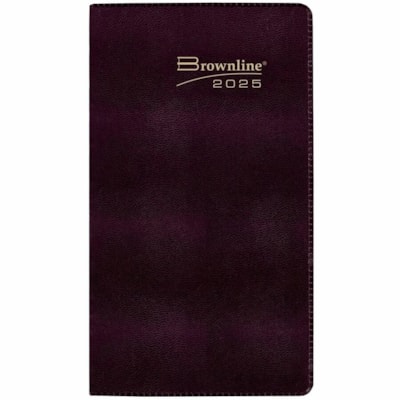 Brownline Two-Year Monthly Pocket Planner, English - Julian Dates - Monthly - 2 Year - January 2025 to December 2026 - 3 1/2" (88.90 mm) x 6 1/2" (165.10 mm) Sheet Size - Saddle Stitch - Assorted - Vinyl - Notepad, Soft Cover - 1 Each  