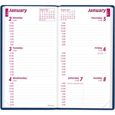 Brownline Brownline Monthly Pocket Planner - Weekly - January 2023 to December 2023 - 9:00 AM to 5:00 PM - Hourly - 1 Week Double Page Layout - 3 1/10" (78.74 mm) x 6" (152.40 mm) Sheet Size - Assorted - Pocket, Flexible, Tear-off, Phone Directory, Address Directory, Notepad, Reference Calendar - 1   