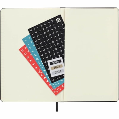 Moleskine Diary - Large - Monthly - 12 Month - January 2024 - December 2024 - 1 Day Single Page Layout - 5" x 8 1/4" Sheet Size - Elastic - Black - Hard Cover, Acid-free, Rounded Corner, Gusseted Pocket, Printed, Trip Planning, Goal Section, Bookmark, Flat Opening  