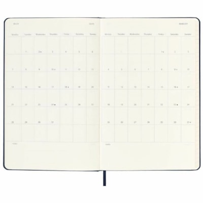 Moleskine Planner - Large - Weekly - 12 Month - January 2025 - December 2025 - 5 1/10" (129.54 mm) x 8 19/64" (210.82 mm) Sheet Size - Ivory Sheet - Elastic - Sapphire Blue - Paper - Cardboard Cover - Hard Cover, Acid-free, Ruled, Rounded Corner, Durable, Easy to Use - 1  