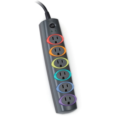 Kensington SmartSockets Standard Surge Protector - Gray - 6 x AC Power - 945 J - Phone - 7 ft (2.13 m) - External 945 JOULES SEMI/RFI 6 OUTLETS 7 FT CORD $15 000 WARRANTY