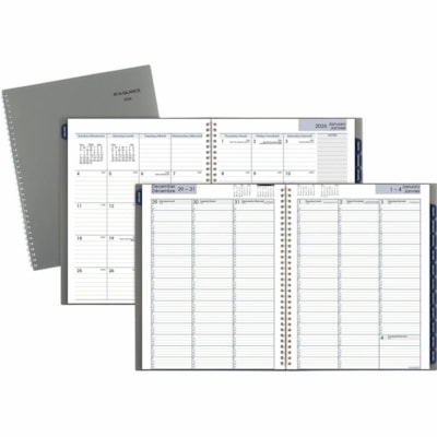 At-A-Glance 2026 Traditional Weekly/Monthly Planner - 11" H x 8-1/2" W - Grey - Bilingual - Weekly, Monthly - 12 Month - January 2026 to December 2026 - Quarter-hourly - 1 Week, 1 Month Double Page Layout - Letter - 8 1/2" (215.90 mm) x 11" (279.40 mm) Sheet Size - Spiral Bound - Paper - Dark Gray P 12 MONTHS (JANUARY-DECEMBER) BILINGUAL
