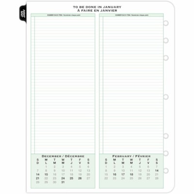 Day-Timer 2026 Dated Refill 2 Pages/Week Folio - 11" H x 8-1/2" W - Bilingual - Folio - Weekly - 12 Month - January 2026 to December 2026 - 8:00 AM to 5:00 PM - Hourly - Monday - Friday, 8:00 AM to 12:00 PM - Hourly - Saturday - Sunday - 1 Week Double Page Layout - Letter - 8 1/2" (215.90 mm) x 11"  8-1/2 X 11 VENDOR ITEM 68532 30% PCW