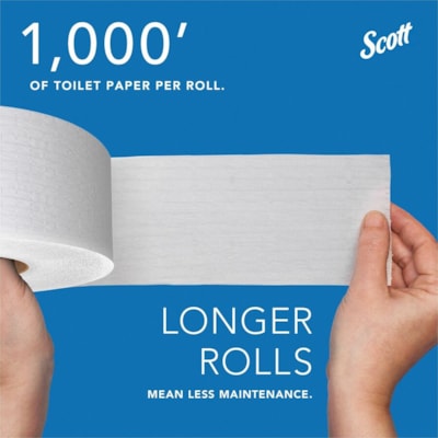 Papier hygiénique Recyclé Scott - 2 Pli - largeur de 3,55 po (90,17 mm) x longueur de 1000 pi (304,80 m) - Blanc - 12 / Carton BOÎTE DE 12 