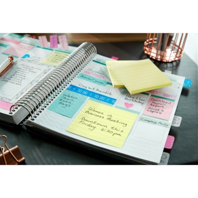 Post-it® Lined Notes - 300 - 4" (101.60 mm) Flag/Note Width x 4" (101.60 mm) Flag/Note Length - Square - 300 Sheets per Pad - Ruled - Canary Yellow - Paper - Recyclable - 1 Pad  