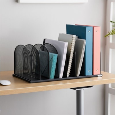 Safco Mesh Desk Organizers - 8 Compartment(s) - Compartment Size : 2" (50.80 mm) - 8.3" (209.55 mm) Height x 19.3" (488.95 mm) Width x 11.5" (292.10 mm) Depth - Desktop - Powder Coated - Black - Steel - 1 Each 8 - 2" WIDE VERTICAL PARTS.BLK 19 1/4"W X 11 1/2"D X 8 1/4"H