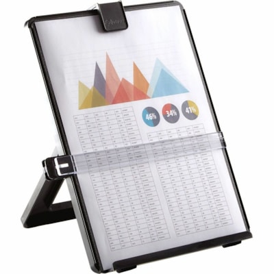 Fellowes Non-Magnetic Copyholder - 11.25" (285.75 mm) Height x 10.13" (257.30 mm) Width x 7.38" (187.45 mm) Depth - Black - Plastic 5 POSITION ADJUSTABLE REMOVABLE LINE GUIDE PLASTIC