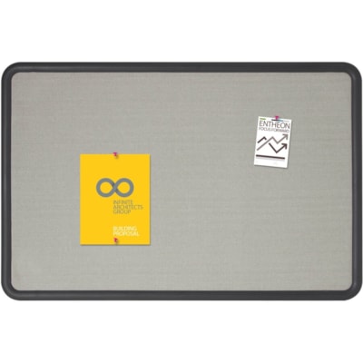Quartet - FABRIC BRD CONTOUR GRY*36Hx48W - hauteur de la planche 36 po (914,40 mm) x largeur de la planche 48 po (1219,20 mm) - Surface Gris Tissu - Résistants, Auto-guérissant - Frame Noir - 1 chaque 36X48 PO  GRIS  COINS ARRONDIS PEUT S ACCROCHER HORIZ/VERTIC