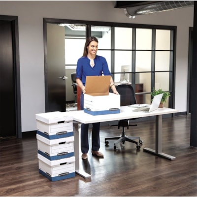 Bankers Box STOR/FILE Storage Box - Internal Dimensions: 12" (304.80 mm) Width x 24" (609.60 mm) Depth x 10" (254 mm) Height - External Dimensions: 12.9" (327.15 mm) Width x 25.4" (644.65 mm) Depth x 10.3" (260.35 mm) Height - Media Size Supported: Letter - Lift-off Closure - Medium Duty - Stackable STORAGE BOX 