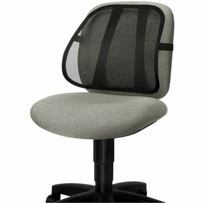 Fellowes Office Suites Mesh Back Support - Black - Mesh Fabric - 1 Each BLACK MESH STRAPS TO ANY CHAIR
