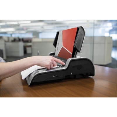 Fellowes Quasar(tm) E 500 Electric Comb Binding Machine w/ Starter Kit - CombBind - 500 Sheet(s) Bind - 25 Punch - 5.13" (130.30 mm) Height x 16.88" (428.75 mm) Width x 15.38" (390.65 mm) Depth - Metallic Silver, Black ELECTRIC. PUNCHES 25 SHTS BINDS UP TO 500 SHEETS