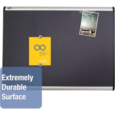 Quartet Prestige Plus Magnetic Bulletin Board - 24" (609.60 mm) Board Height x 36" (914.40 mm) Board Width - Gray Fabric Surface - Magnetic, Self-healing, Durable - Silver Aluminum Frame - 1 Each BULLETIN BOARD 3' X 2' MAGNETIC