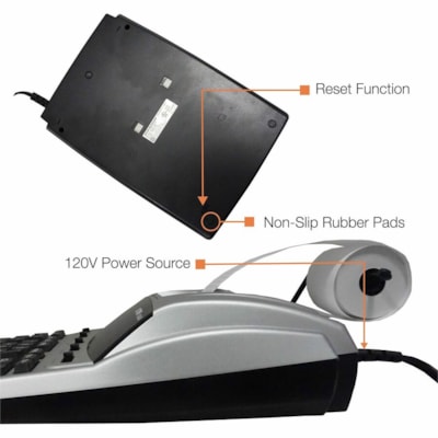 Victor 12403A Professional Calculator - Dual Color Print - Dot Matrix - 4.3 lps - Big Display, Independent Memory - 12 Digits - Fluorescent - AC Supply/Power Adapter Powered - 3.3" (82.55 mm) Height x 9" (228.60 mm) Width x 12.8" (323.85 mm) Length - White - 1 Each ANTIMICROBIAL KEYS/UPPER SHELL 